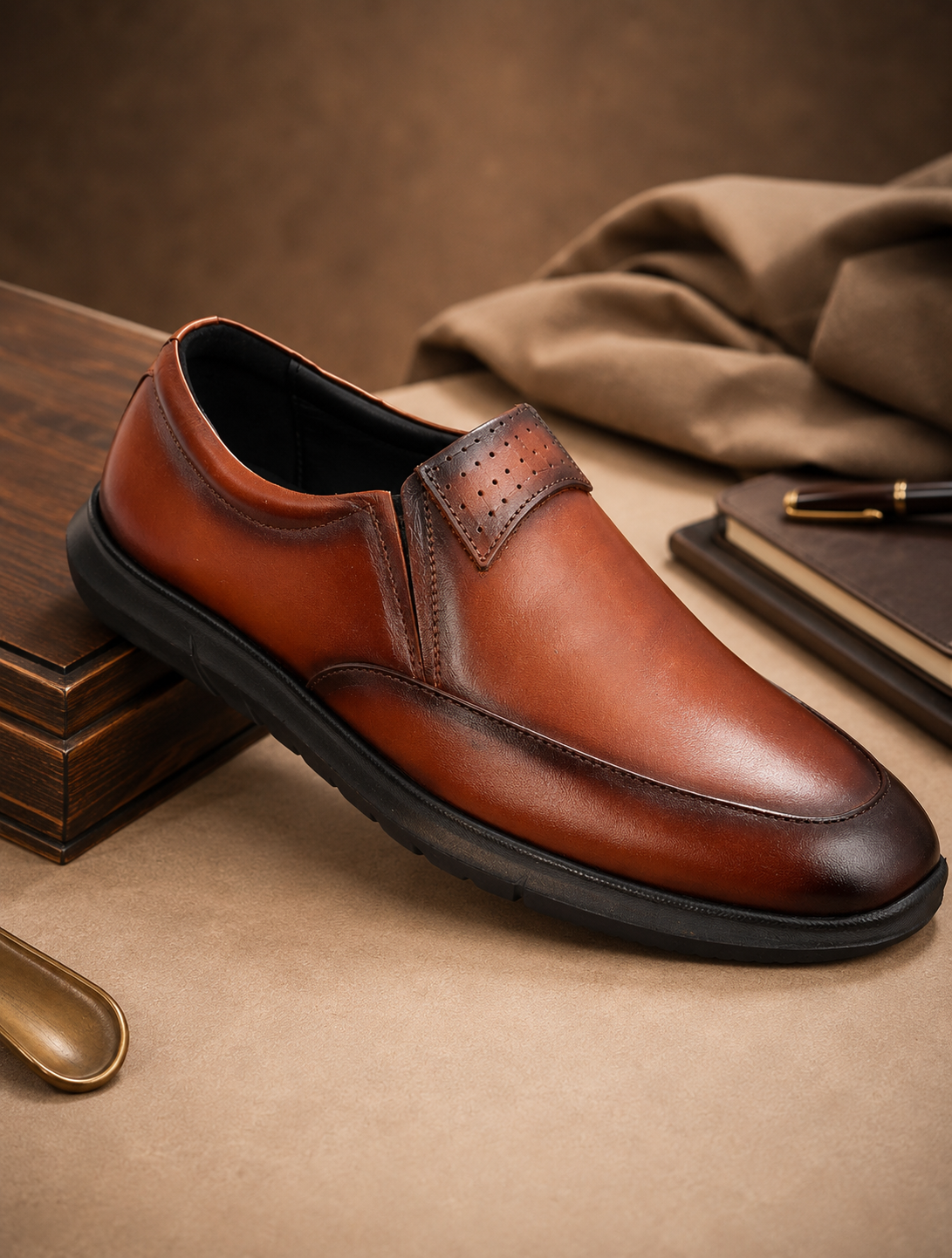 Zero Gravity Glide Slip-On Formal Shoes – Lightweight Comfort in Timeless Tan