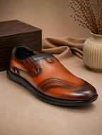 Zero Gravity Men's Premium Leather Slip-On Comfort Shoes – Tan Brown