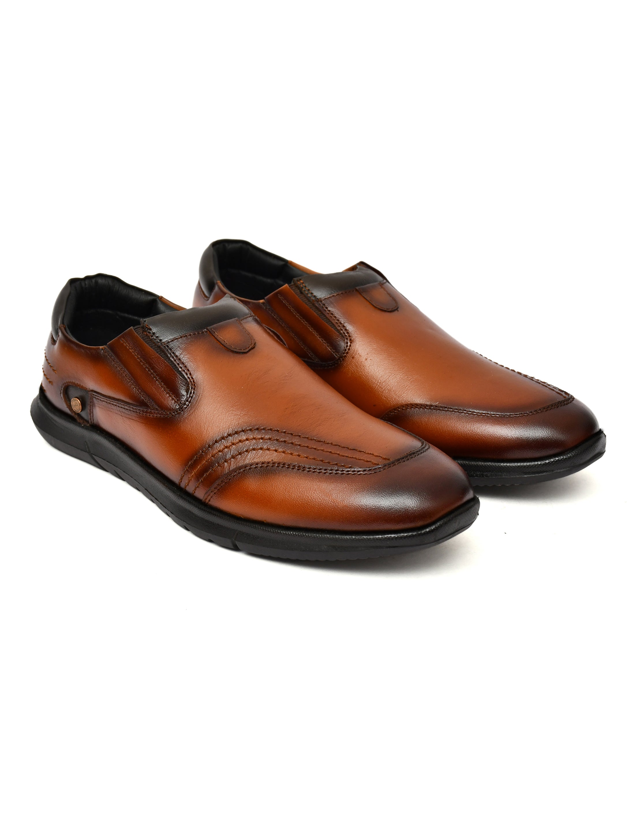 Zero Gravity Men's Premium Leather Slip-On Comfort Shoes – Tan Brown