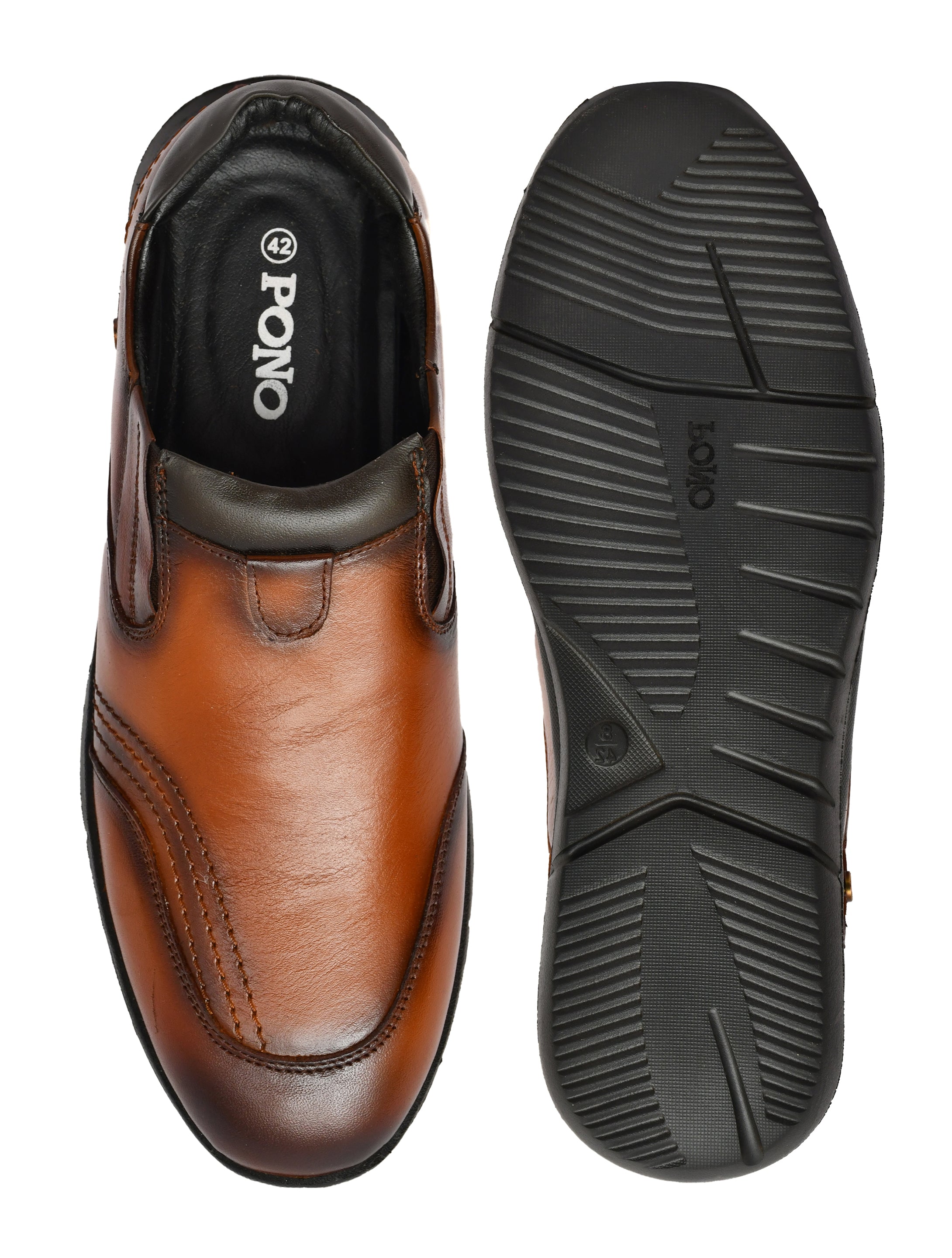 Zero Gravity Men's Premium Leather Slip-On Comfort Shoes – Tan Brown