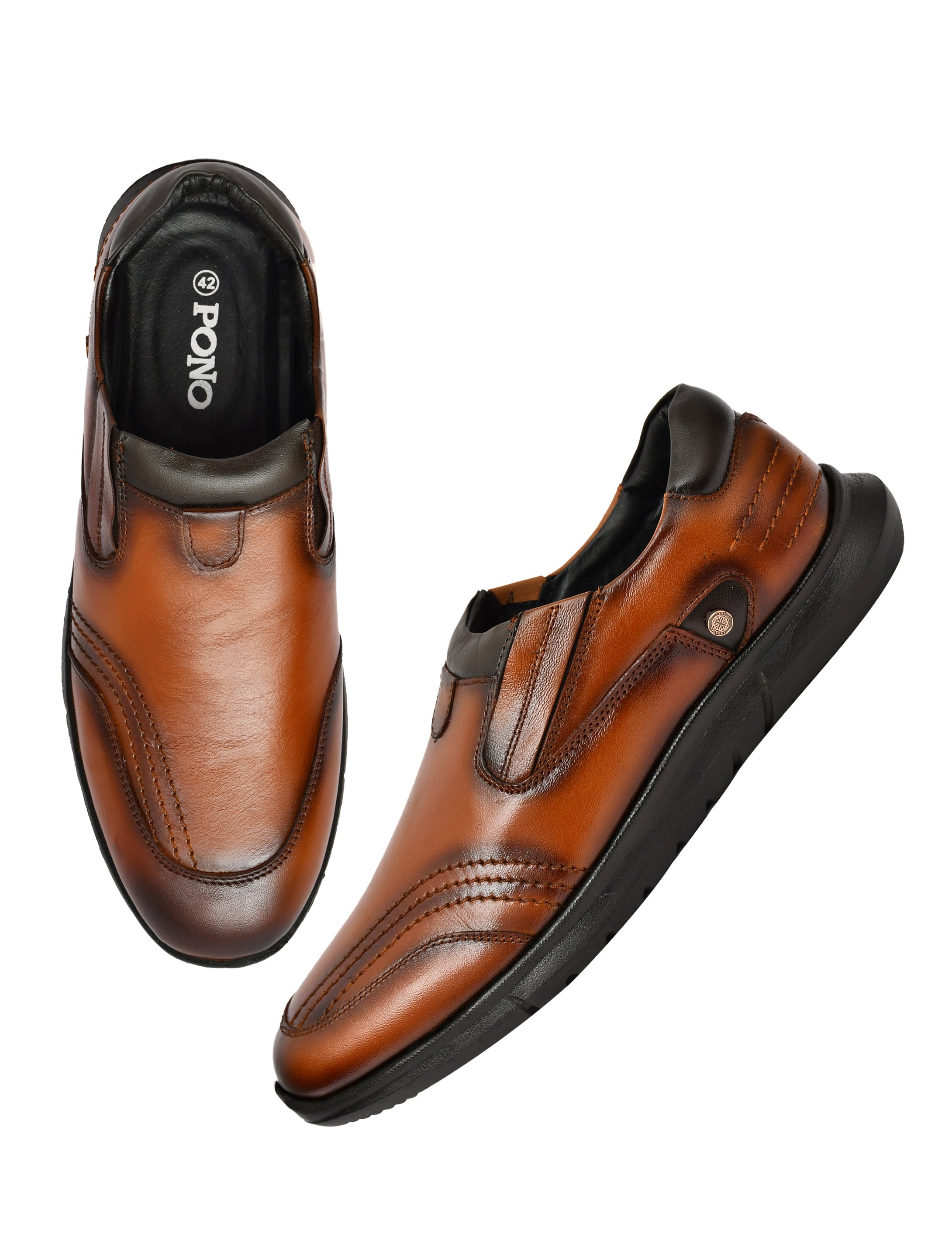 Zero Gravity Men's Premium Leather Slip-On Comfort Shoes – Tan Brown