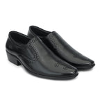 Premium Black Formal Slip-On Dress Shoes with Brogue Detailing