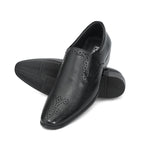 Premium Black Formal Slip-On Dress Shoes with Brogue Detailing