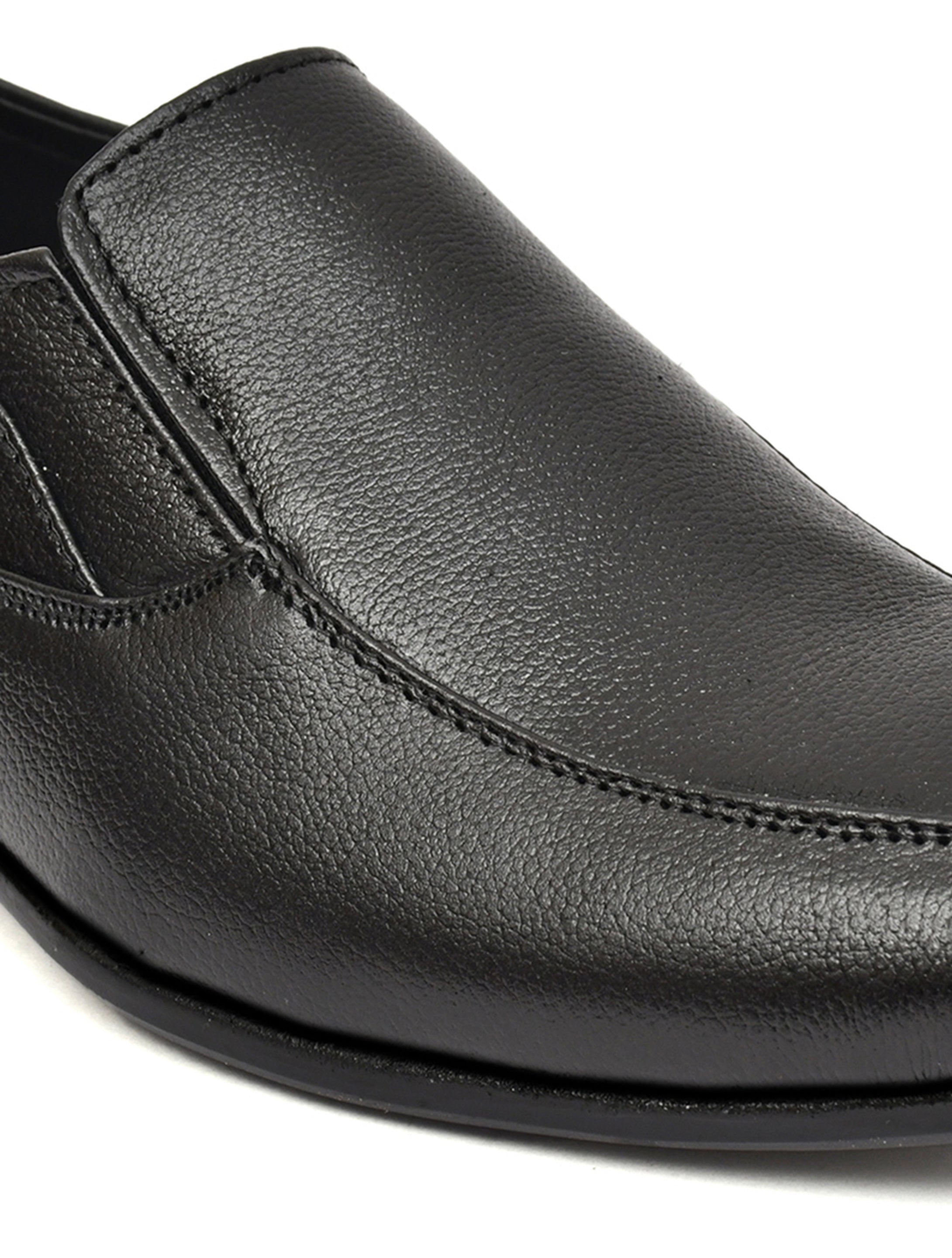 Men's Black Pebbled Leather Slip-On Formal Loafers | Office & Party Wear