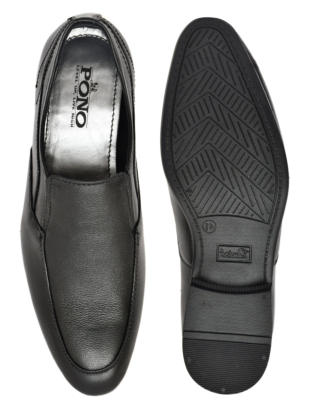 Men's Black Pebbled Leather Slip-On Formal Loafers | Office & Party Wear