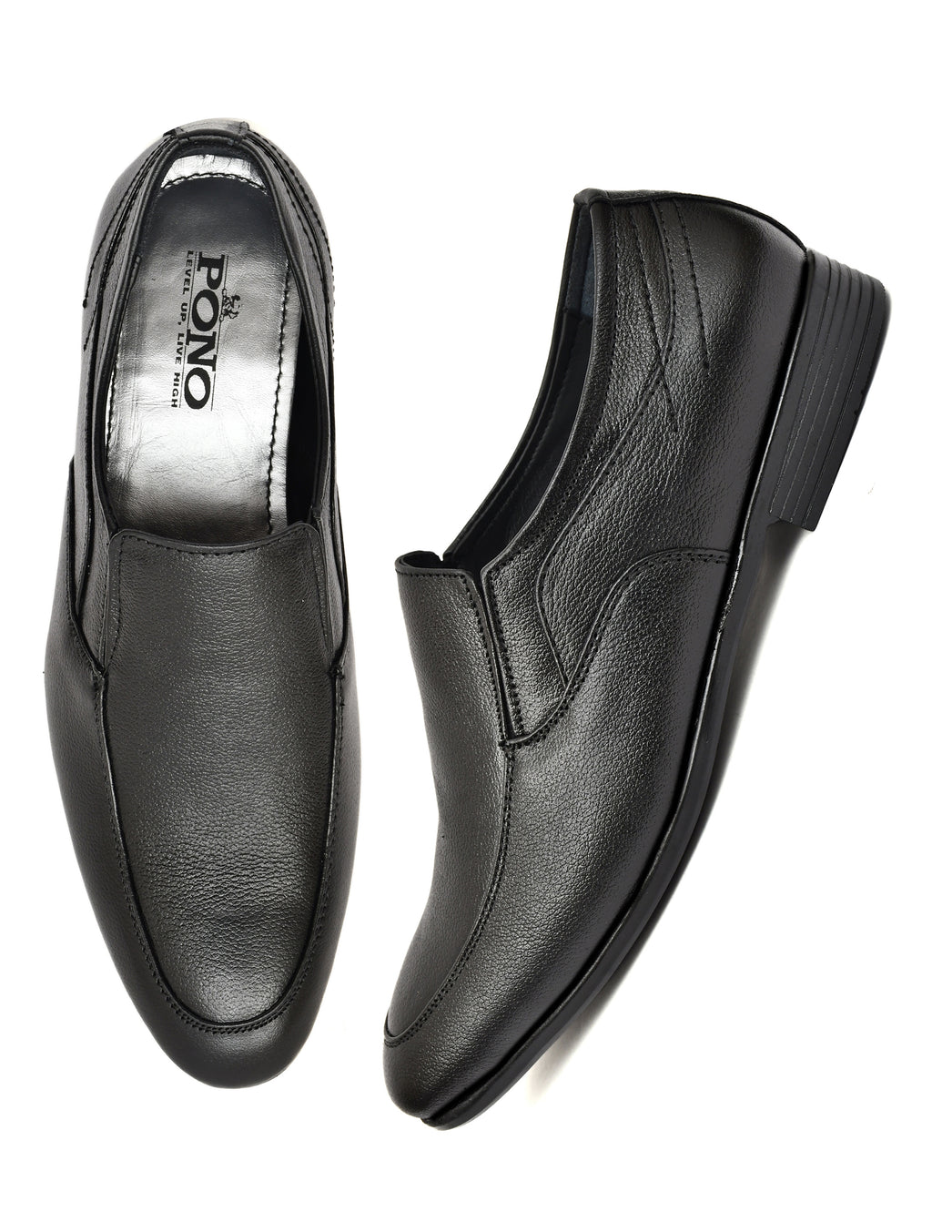 Men's Black Pebbled Leather Slip-On Formal Loafers | Office & Party Wear