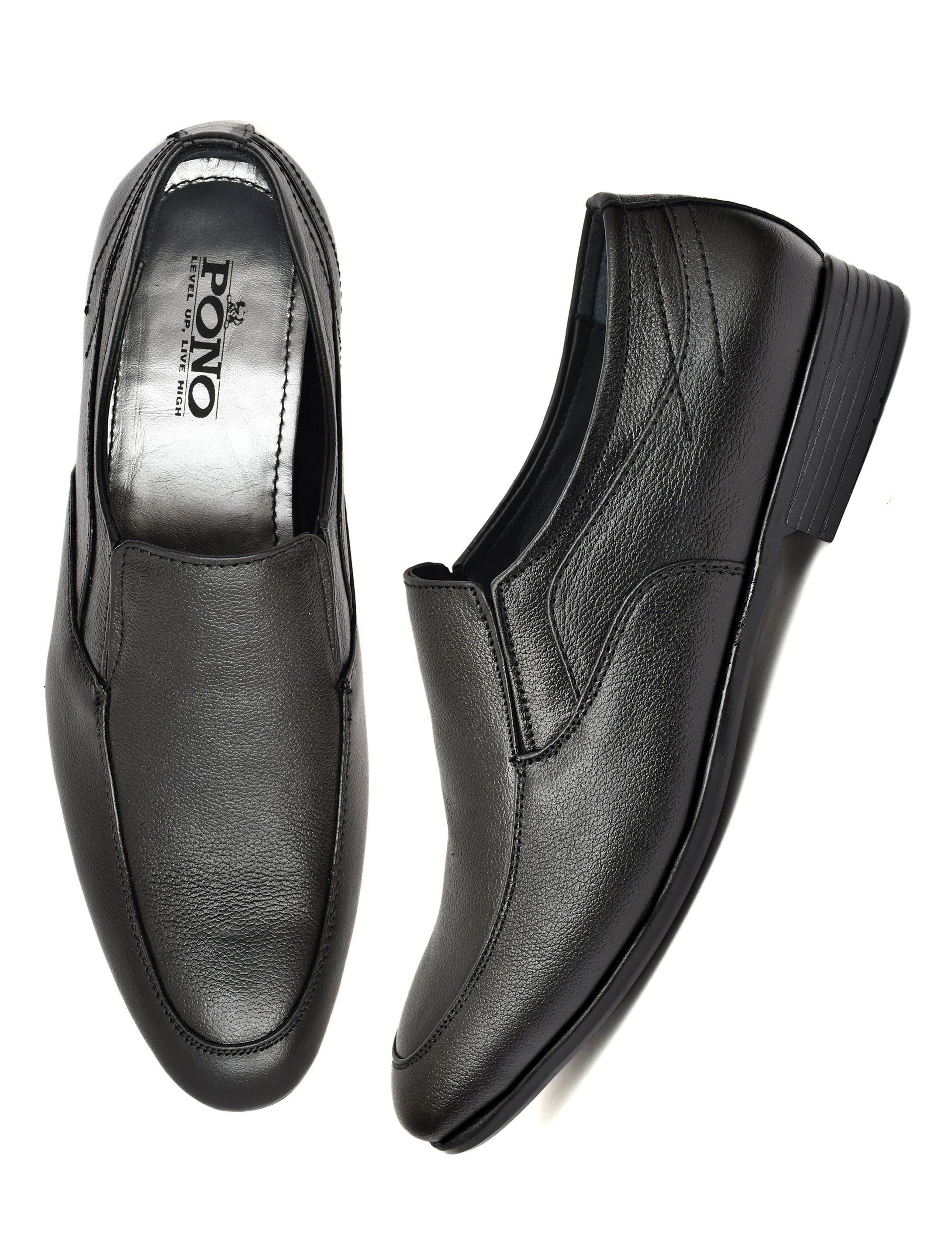 Men's Black Pebbled Leather Slip-On Formal Loafers | Office & Party Wear