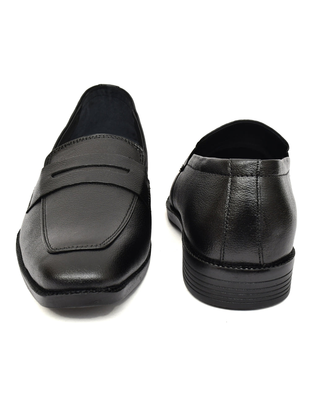 Men's Black Pebbled Leather Penny Loafers | Classic Slip-On Formal & Smart Casual Shoes