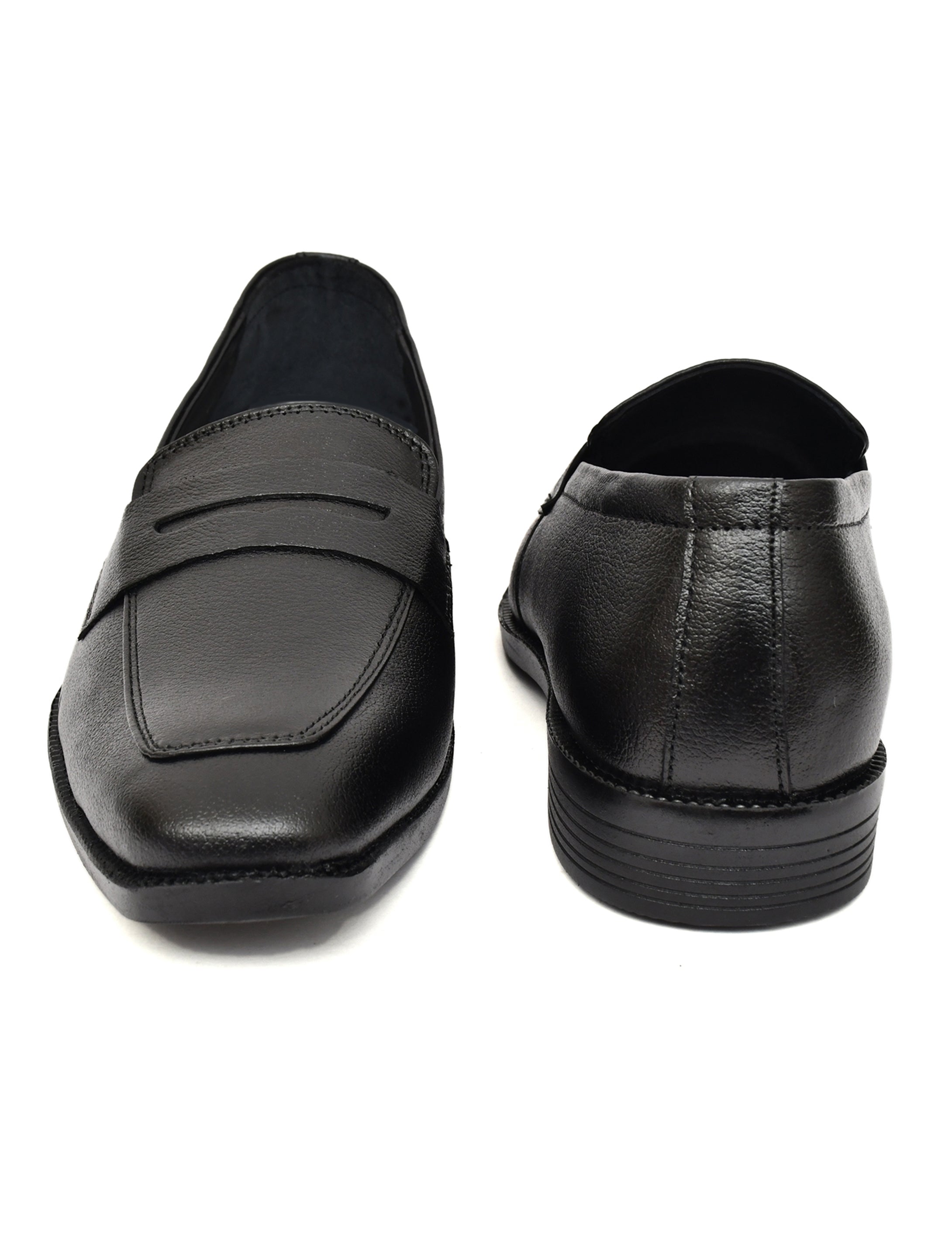 Men's Black Pebbled Leather Penny Loafers | Classic Slip-On Formal & Smart Casual Shoes