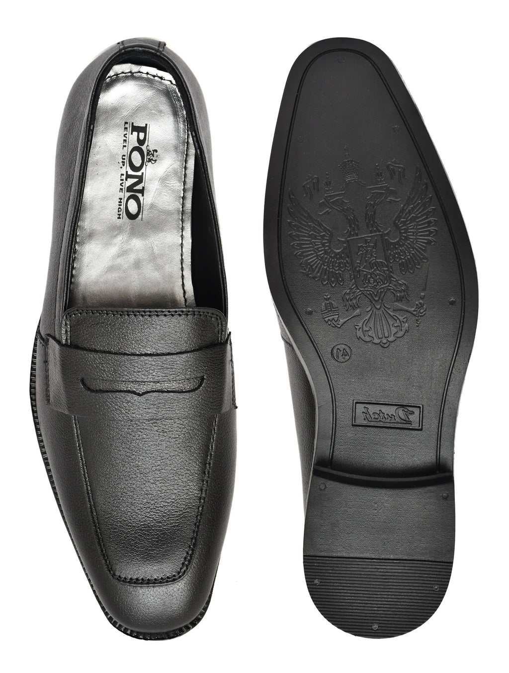 Men's Black Pebbled Leather Penny Loafers | Classic Slip-On Formal & Smart Casual Shoes