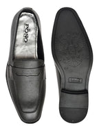 Men's Black Pebbled Leather Penny Loafers | Classic Slip-On Formal & Smart Casual Shoes