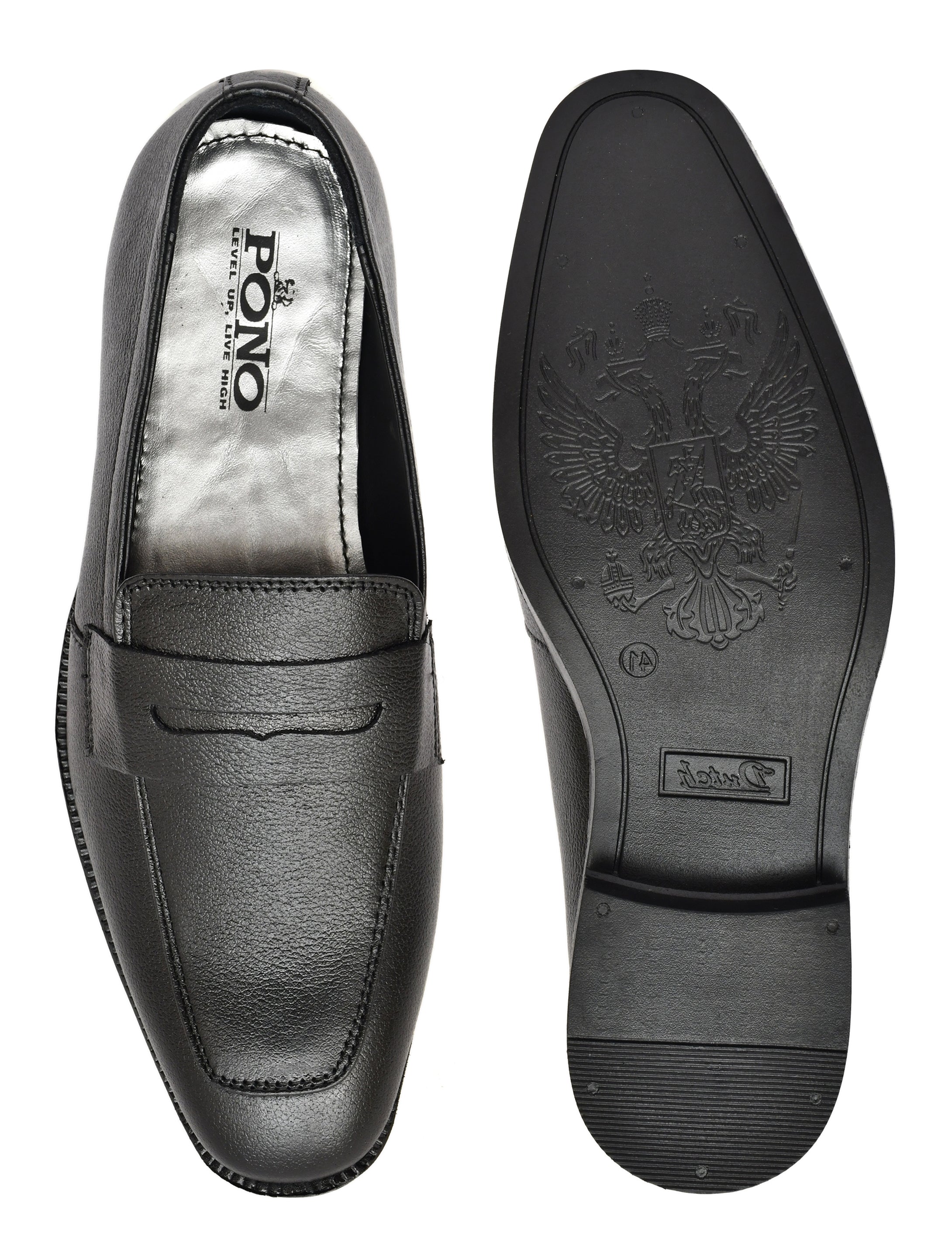 Men's Black Pebbled Leather Penny Loafers | Classic Slip-On Formal & Smart Casual Shoes