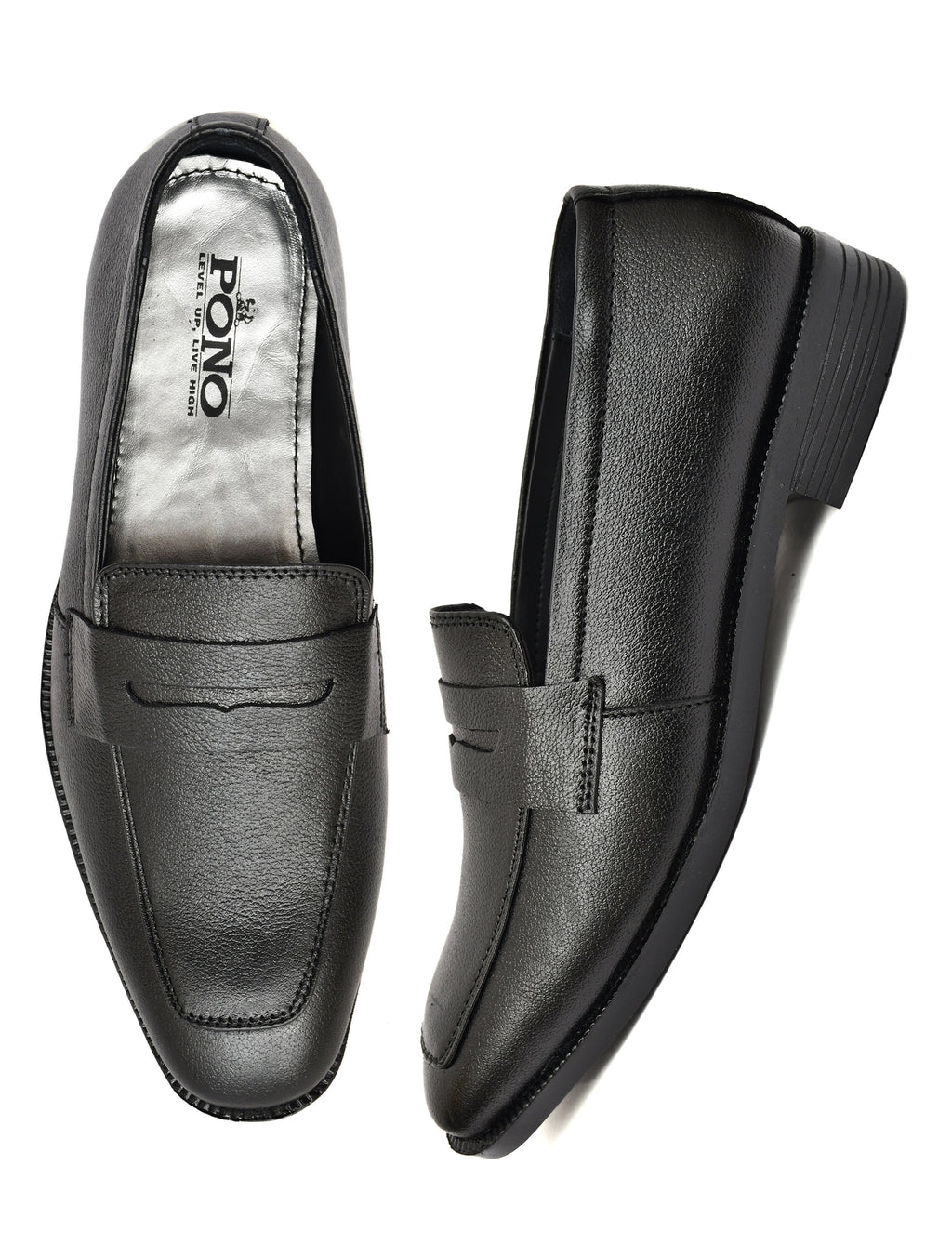 Men's Black Pebbled Leather Penny Loafers | Classic Slip-On Formal & Smart Casual Shoes