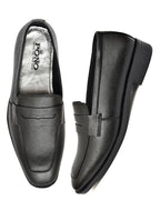 Men's Black Pebbled Leather Penny Loafers | Classic Slip-On Formal & Smart Casual Shoes