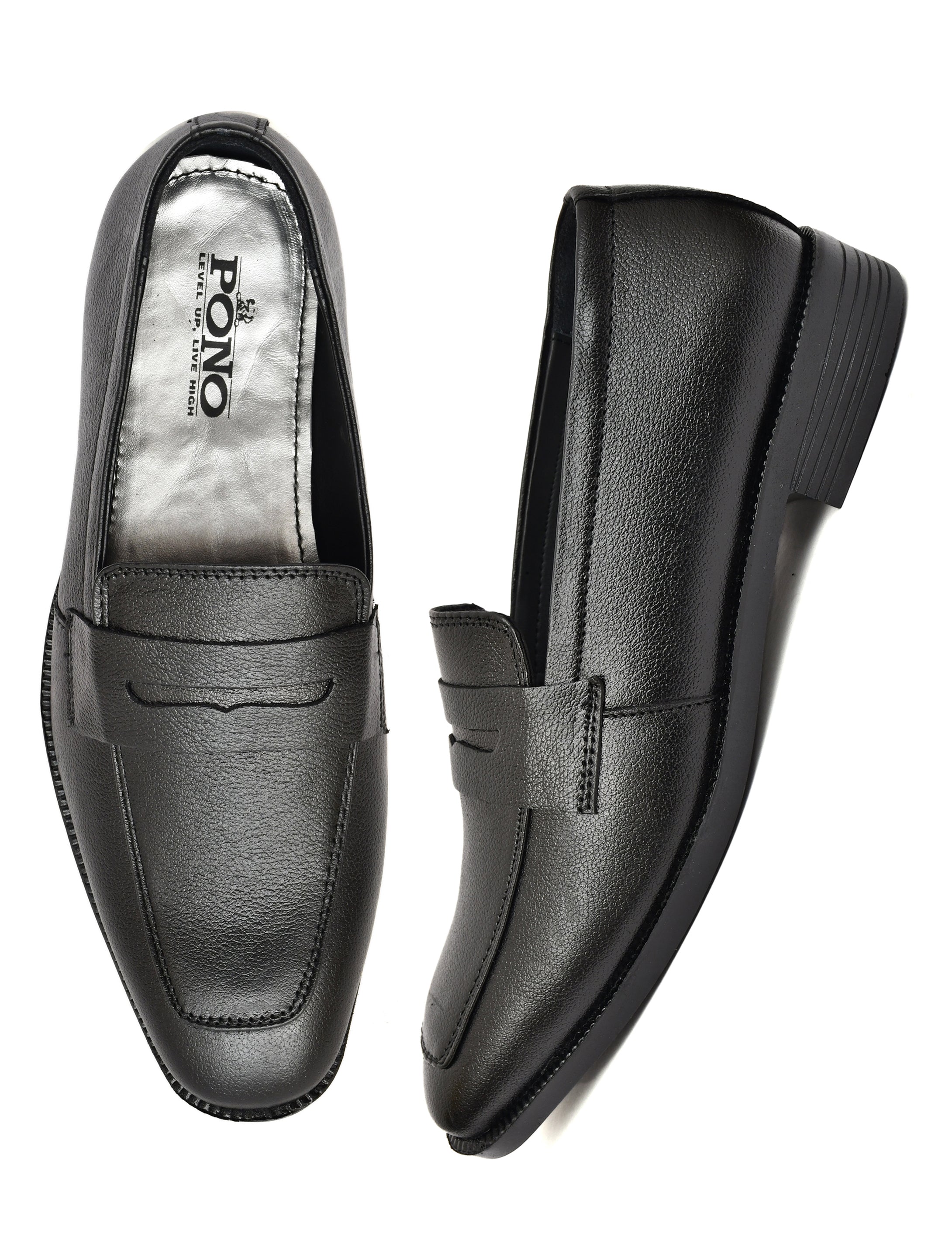 Men's Black Pebbled Leather Penny Loafers | Classic Slip-On Formal & Smart Casual Shoes