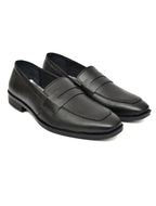 Men's Black Pebbled Leather Penny Loafers | Classic Slip-On Formal & Smart Casual Shoes