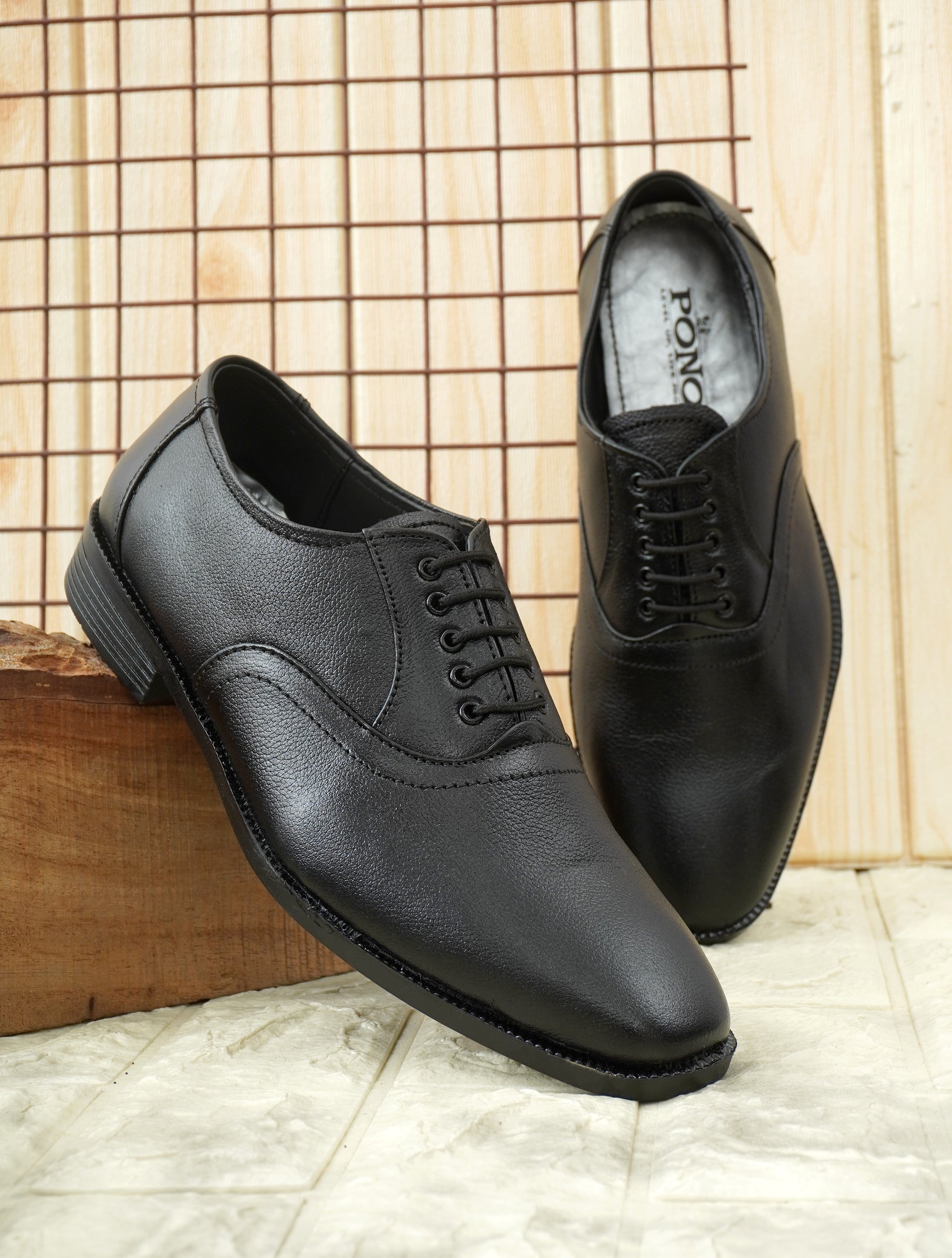 Men's Black Pebbled Leather Oxford Lace-Up Formal Shoes | Office & Wedding Wear