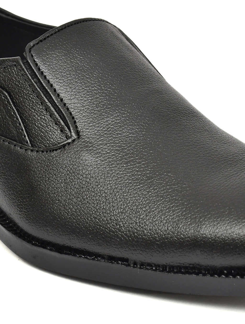 Men's Black Pebbled Leather Plain Slip-On Formal Shoes | Minimalist Office & Party Wear
