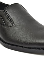 Men's Black Pebbled Leather Plain Slip-On Formal Shoes | Minimalist Office & Party Wear