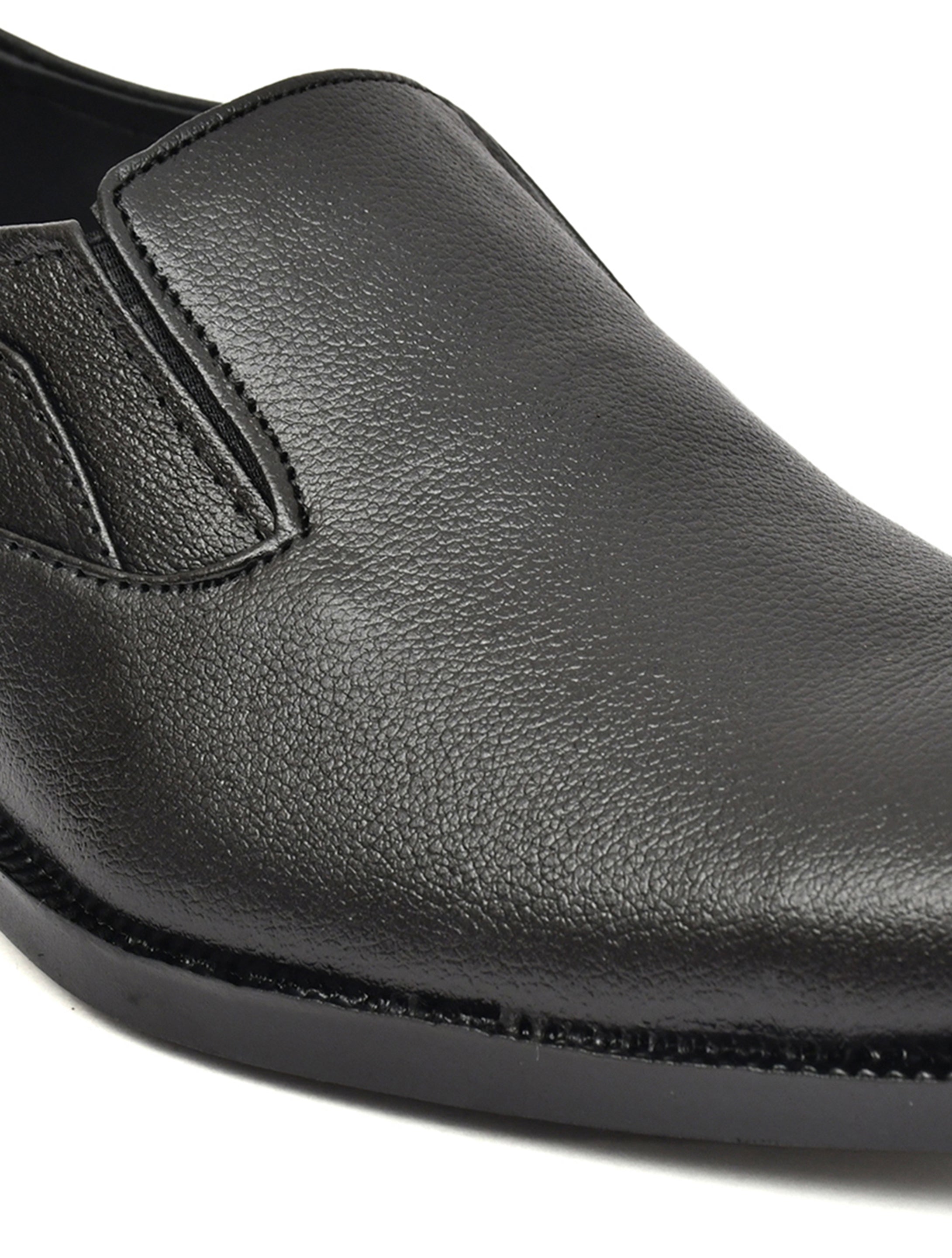 Men's Black Pebbled Leather Plain Slip-On Formal Shoes | Minimalist Office & Party Wear
