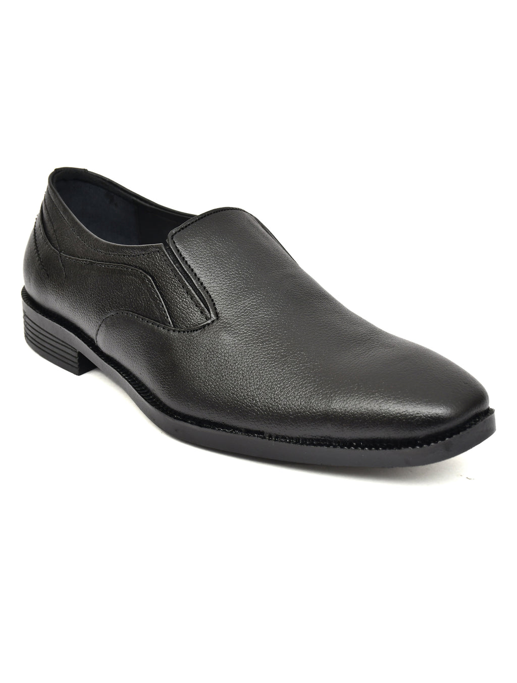 Men's Black Pebbled Leather Plain Slip-On Formal Shoes | Minimalist Office & Party Wear