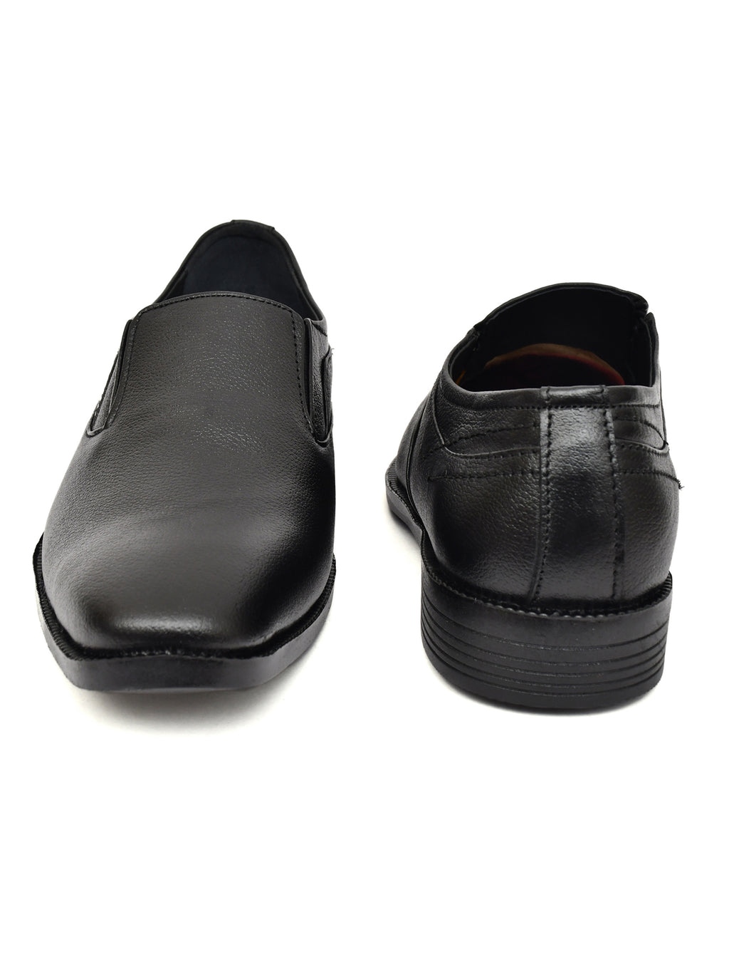 Men's Black Pebbled Leather Plain Slip-On Formal Shoes | Minimalist Office & Party Wear