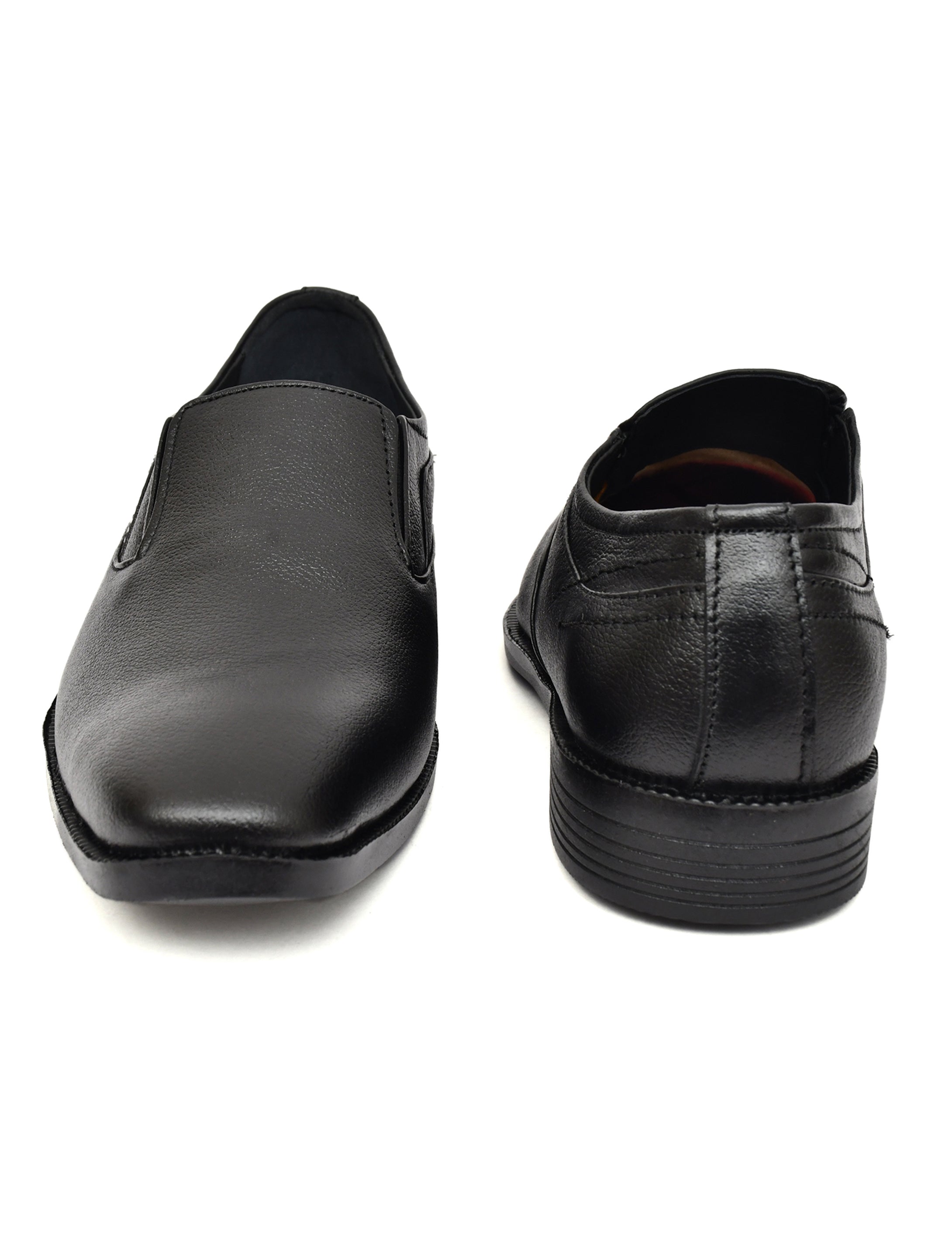 Men's Black Pebbled Leather Plain Slip-On Formal Shoes | Minimalist Office & Party Wear
