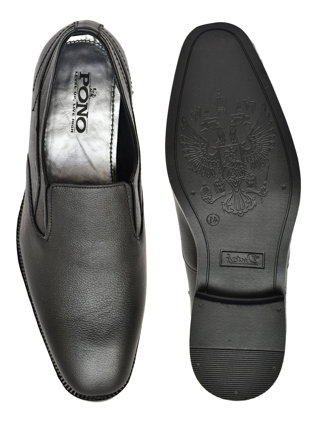 Men's Black Pebbled Leather Plain Slip-On Formal Shoes | Minimalist Office & Party Wear