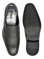 Men's Black Pebbled Leather Plain Slip-On Formal Shoes | Minimalist Office & Party Wear
