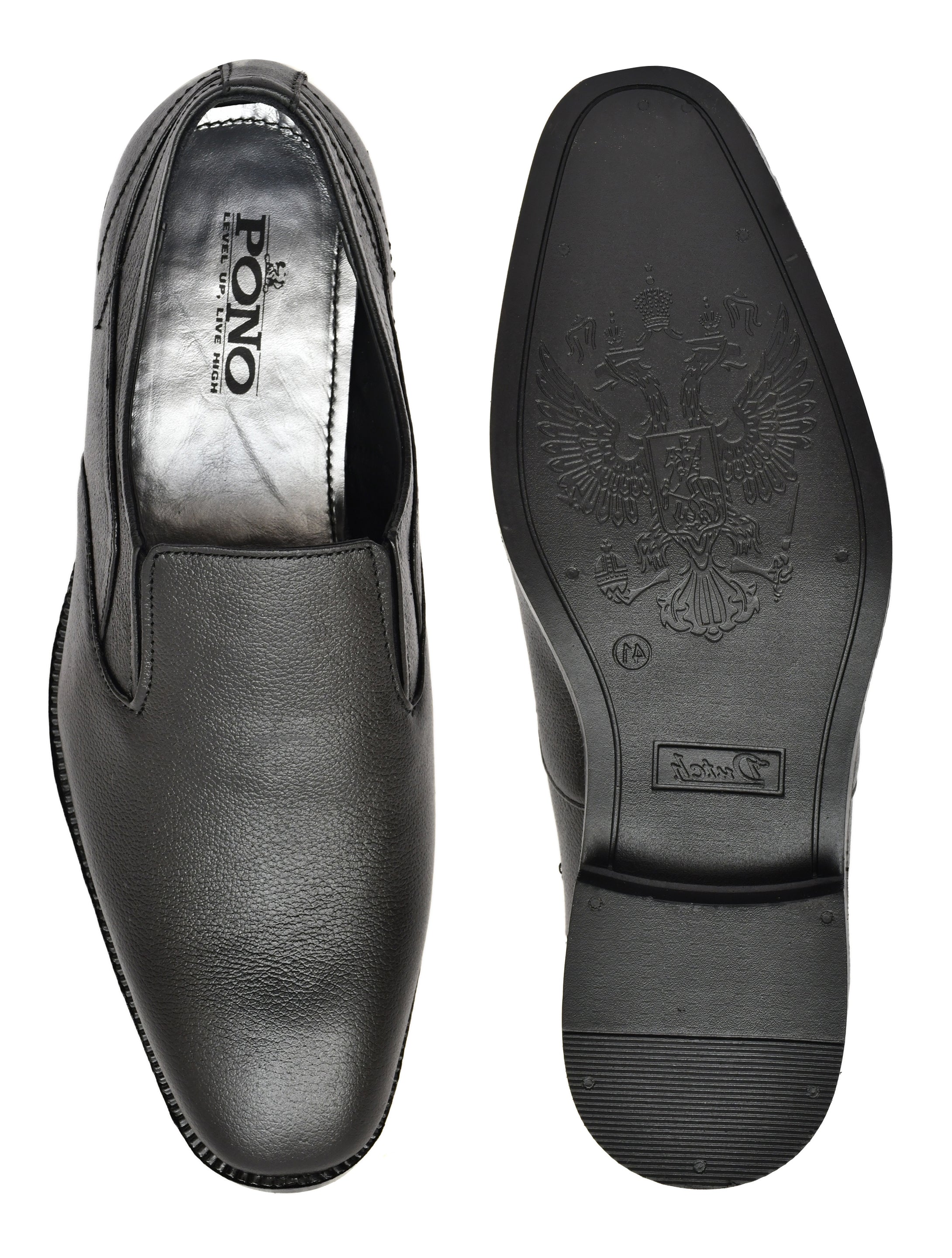 Men's Black Pebbled Leather Plain Slip-On Formal Shoes | Minimalist Office & Party Wear