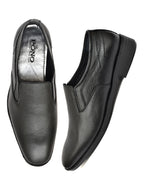 Men's Black Pebbled Leather Plain Slip-On Formal Shoes | Minimalist Office & Party Wear
