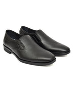Men's Black Pebbled Leather Plain Slip-On Formal Shoes | Minimalist Office & Party Wear