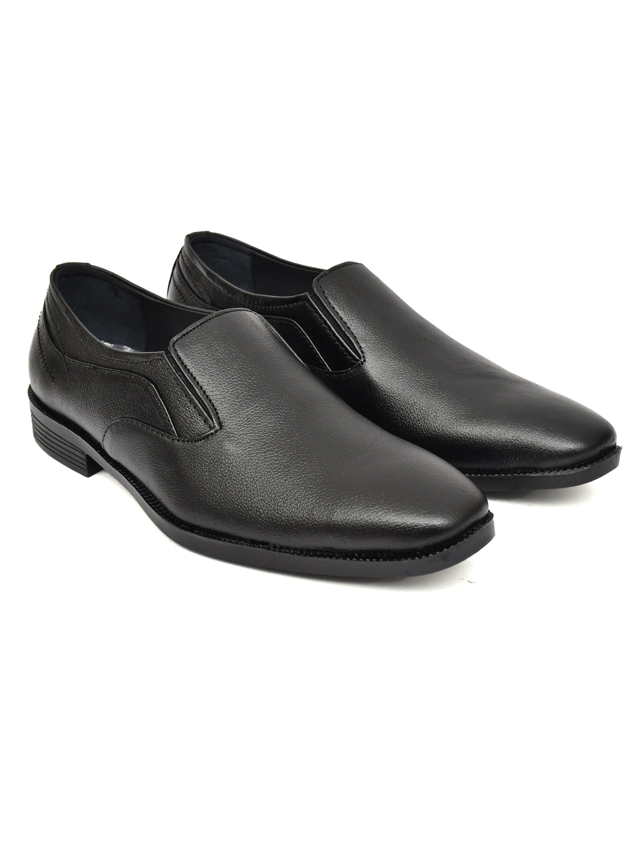 Men's Black Pebbled Leather Plain Slip-On Formal Shoes | Minimalist Office & Party Wear