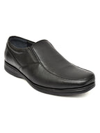 Men's Black Leather Moc-Toe Slip-On Comfort Formal Shoes | Extra Cushioned Office & Daily Wear