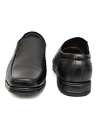 Men's Black Leather Moc-Toe Slip-On Comfort Formal Shoes | Extra Cushioned Office & Daily Wear