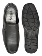 Men's Black Leather Moc-Toe Slip-On Comfort Formal Shoes | Extra Cushioned Office & Daily Wear