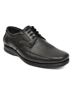 Men's Black Pebbled Leather Moc-Toe Derby Lace-Up Comfort Formal Shoes | Office & Daily Wear