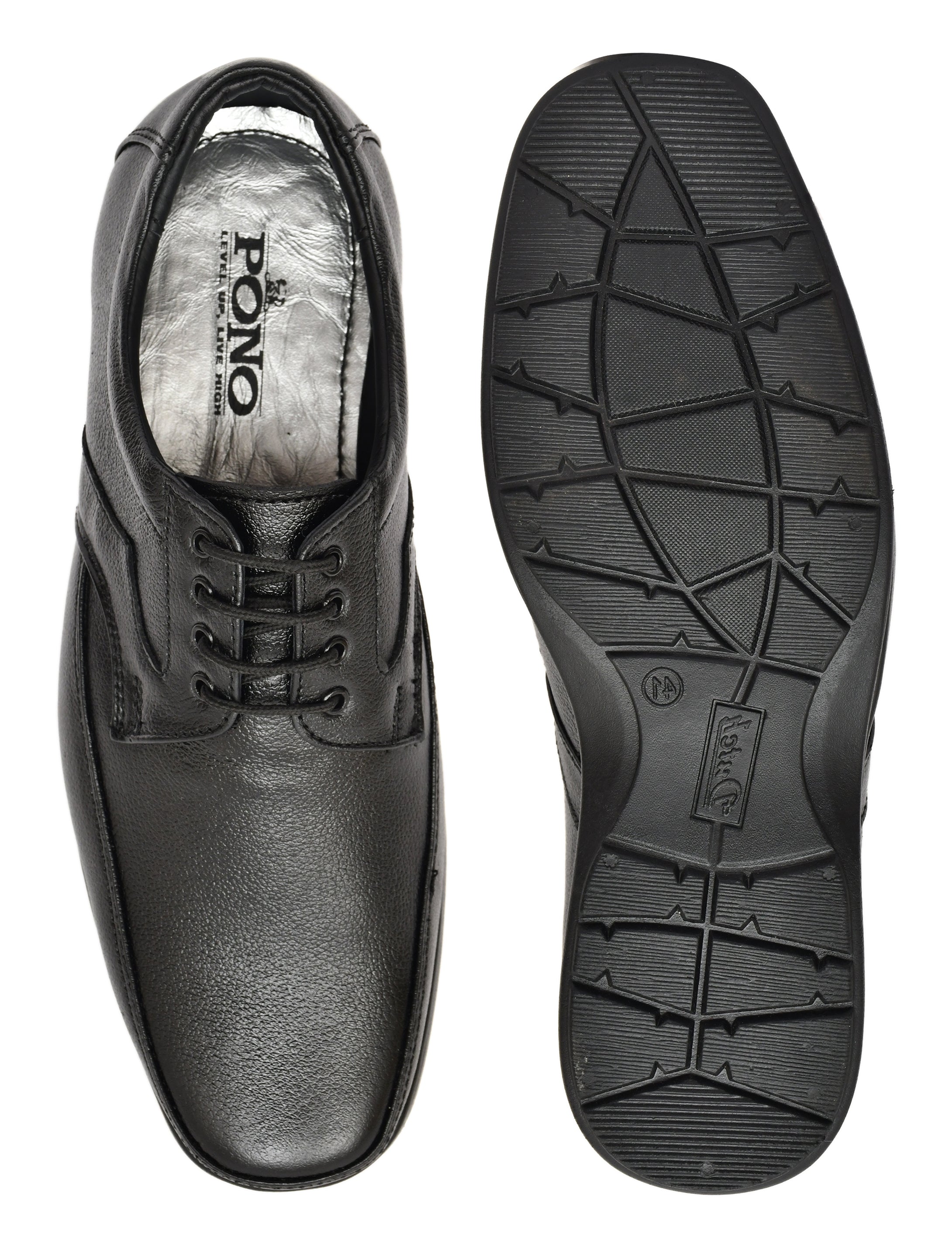 Men's Black Pebbled Leather Moc-Toe Derby Lace-Up Comfort Formal Shoes | Office & Daily Wear