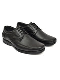 Men's Black Pebbled Leather Moc-Toe Derby Lace-Up Comfort Formal Shoes | Office & Daily Wear