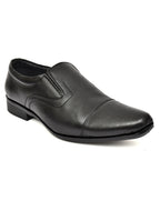 Men's Black Pebbled Leather Cap-Toe Slip-On Formal Shoes | Elegant Office & Wedding Wear
