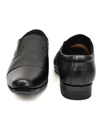 Men's Black Pebbled Leather Cap-Toe Slip-On Formal Shoes | Elegant Office & Wedding Wear