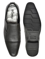 Men's Black Pebbled Leather Cap-Toe Slip-On Formal Shoes | Elegant Office & Wedding Wear