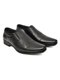 Men's Black Pebbled Leather Cap-Toe Slip-On Formal Shoes | Elegant Office & Wedding Wear