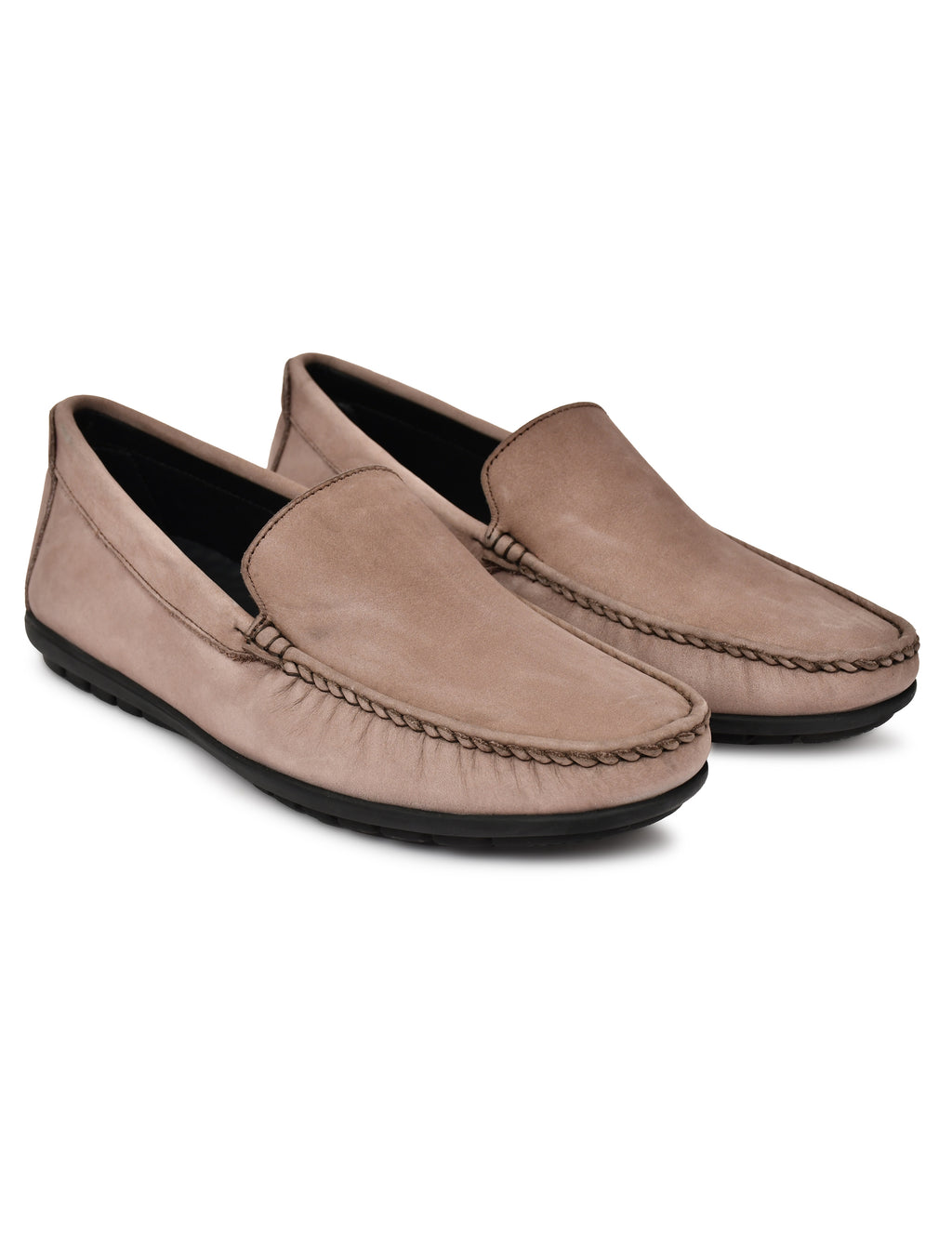 Men's Brown Nubuck Leather Slip-On Loafers