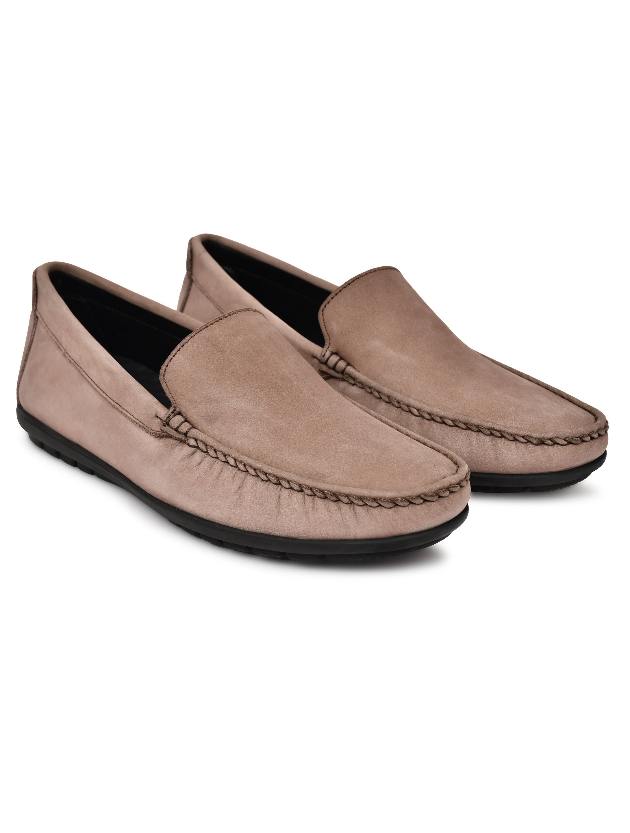 Men's Brown Nubuck Leather Slip-On Loafers
