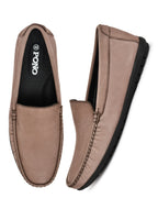 Men's Brown Nubuck Leather Slip-On Loafers