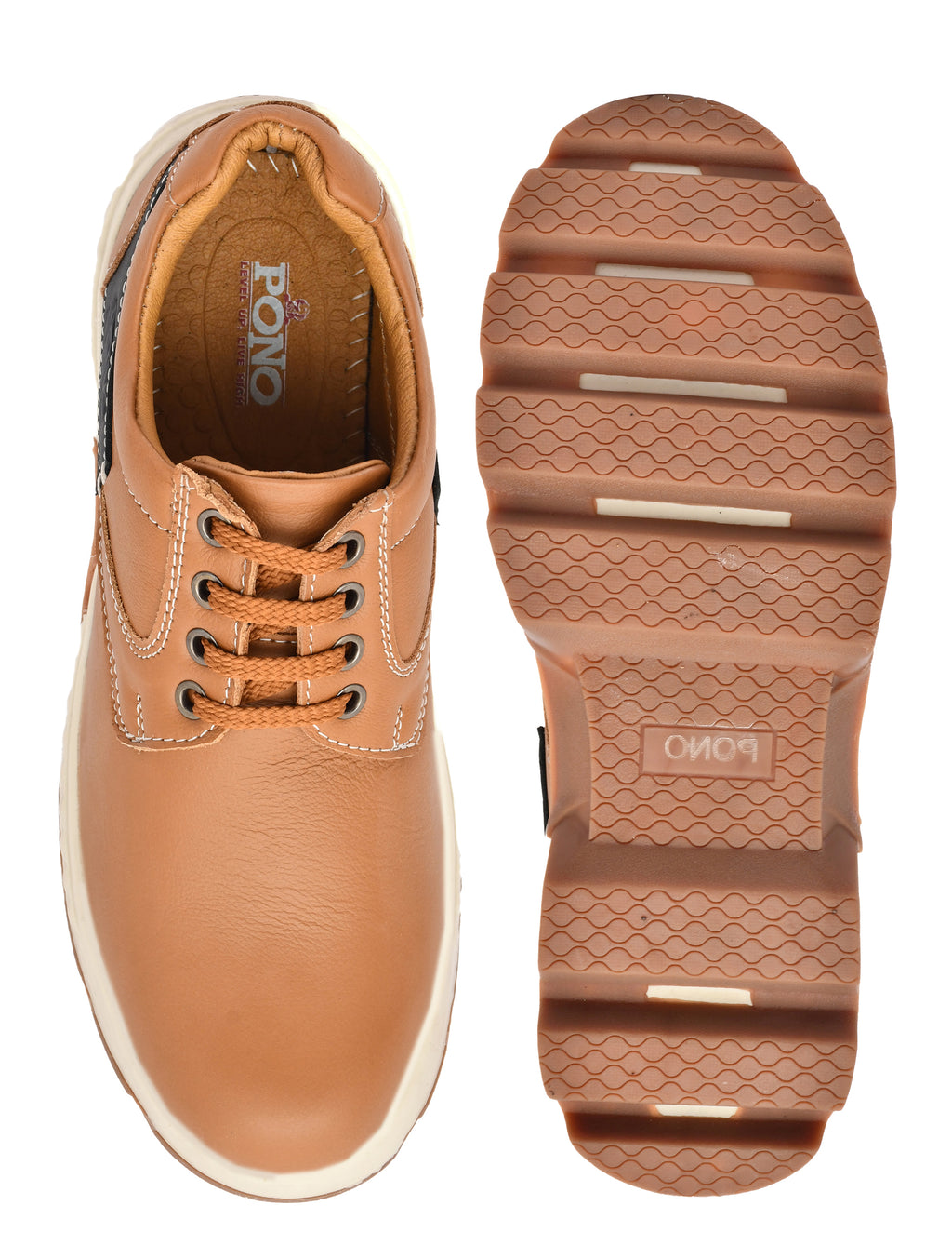 Men's Tan Leather Low-Top Lace-Up Casual Outdoor Shoes | Two-Tone Rugged Everyday Sneaker Boots