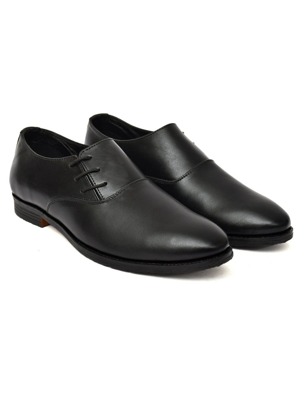 Men's Black Smooth Leather Wholecut Oxford Lace-Up Formal Shoes | Premium Minimalist Office & Wedding Wear