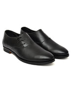 Men's Black Smooth Leather Wholecut Oxford Lace-Up Formal Shoes | Premium Minimalist Office & Wedding Wear