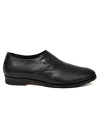 Men's Black Smooth Leather Wholecut Oxford Lace-Up Formal Shoes | Premium Minimalist Office & Wedding Wear